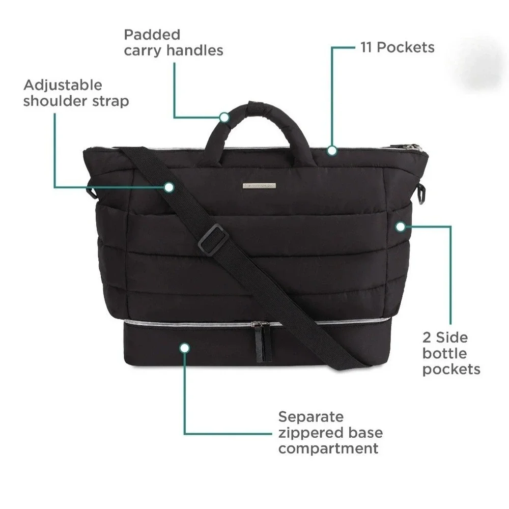 Bananafish Studio 11 Pockets Weekender Tote‎ Diaper Bag Black New No Tags Travel
